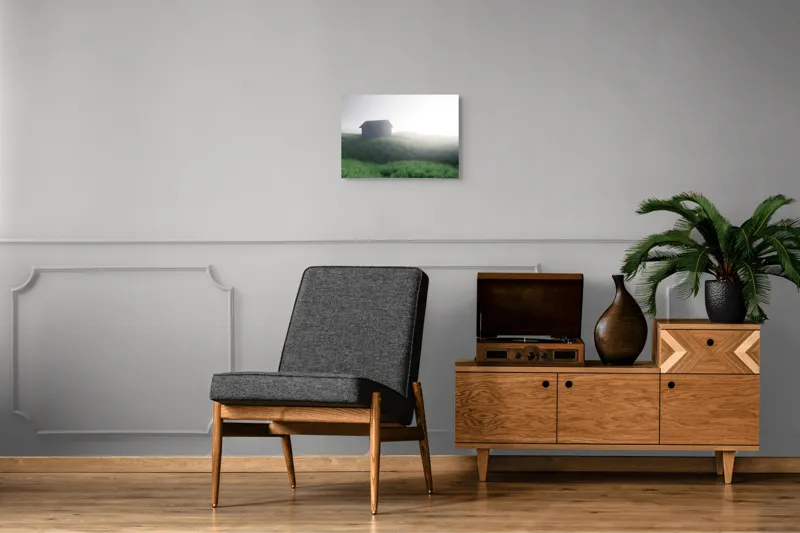 Tablou Canvas căsuță singuratică în zori de ceață, 54 x 39 cm – poza 7