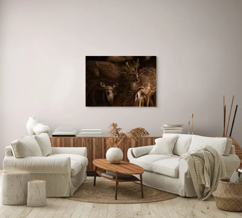 Tablou Canvas Dansul grațios al cerbilor pătați, 100 x 70 cm – poza 3
