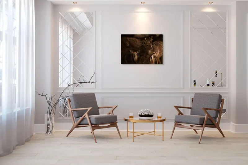 Tablou Canvas Dansul grațios al cerbilor pătați, 100 x 70 cm – poza 5