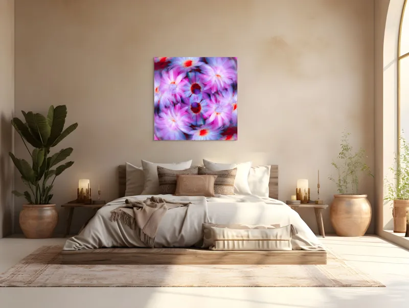 Tablou Canvas cu Flori Efemere, Artă Florală Abstractă pentru Interioare, 100 x 100 cm – poza 4