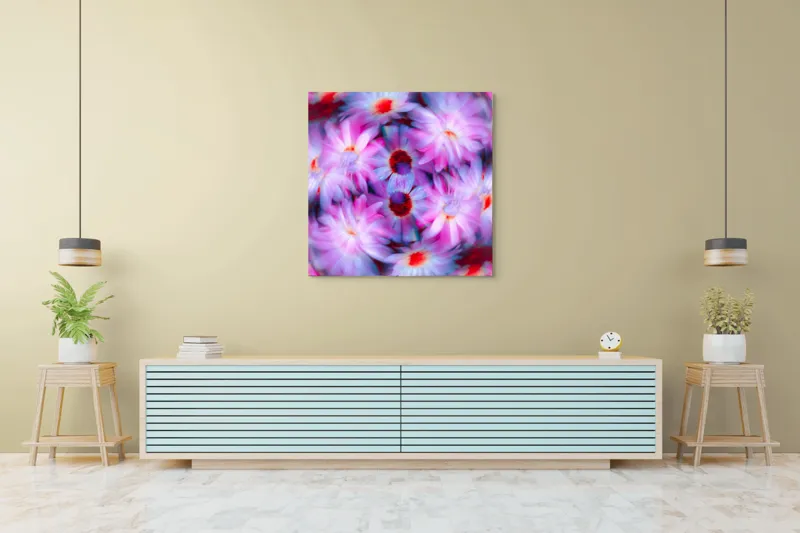 Tablou Canvas cu Flori Efemere, Artă Florală Abstractă pentru Interioare, 100 x 100 cm – poza 5