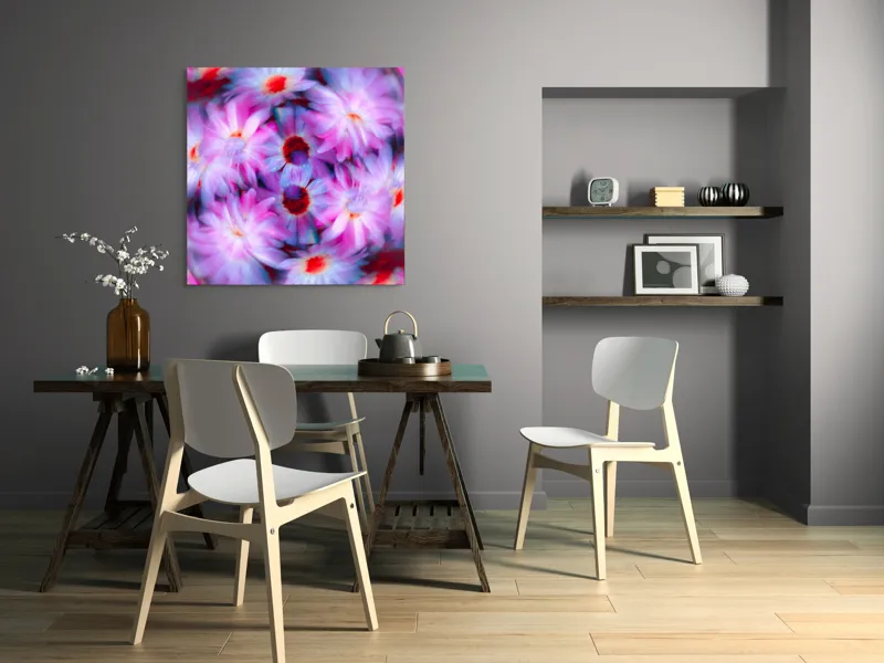 Tablou Canvas cu Flori Efemere, Artă Florală Abstractă pentru Interioare, 100 x 100 cm – poza 6