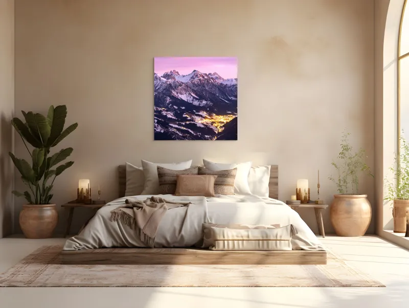 Tablou Canvas Luminile înserării peste munți feerici, 100 x 100 cm – poza 4