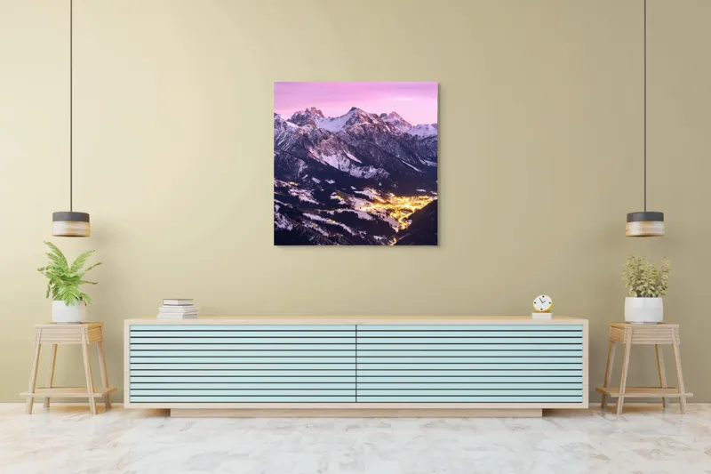 Tablou Canvas Luminile înserării peste munți feerici, 100 x 100 cm – poza 5