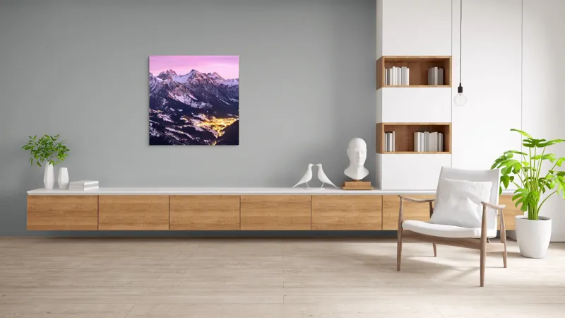 Tablou Canvas Luminile înserării peste munți feerici, 100 x 100 cm – poza 8