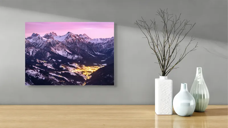 Tablou Canvas Luminile înserării peste munți feerici, 54 x 39 cm – poza 3