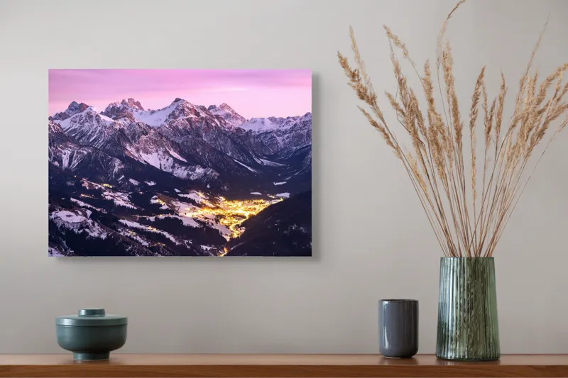 Tablou Canvas Luminile înserării peste munți feerici, 54 x 39 cm – poza 4