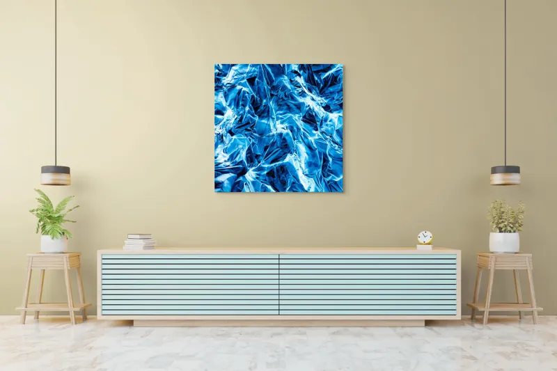 Tablou Canvas cu textură metalică albaștri, 100 x 100 cm – poza 5
