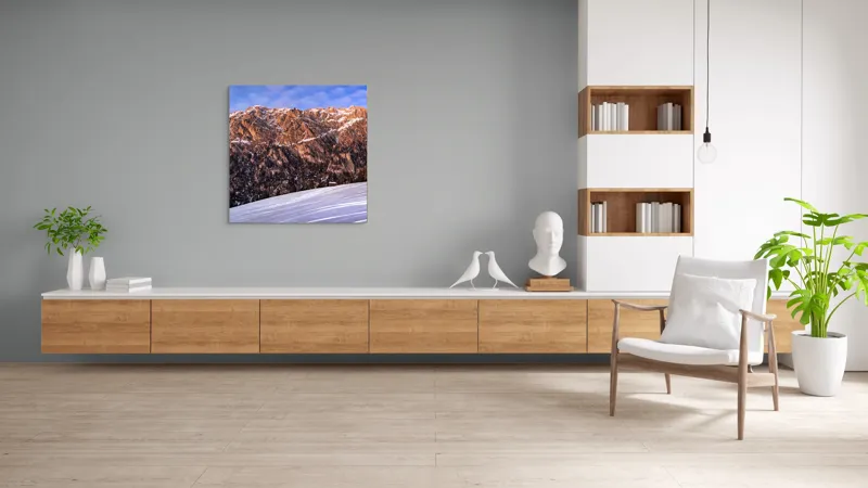 Tablou Canvas pe temă de peisaj alpin înghețat, 100 x 100 cm – poza 8