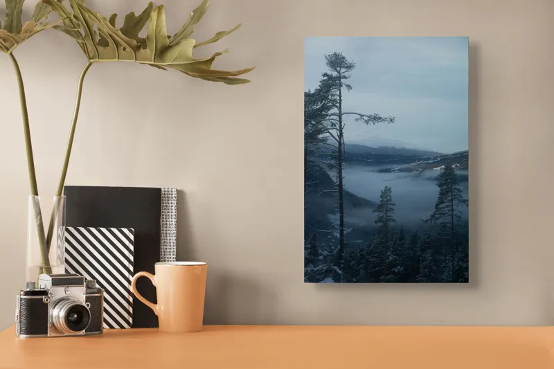 Tablou Canvas pe tema naturii cu munți și ceață, 26 x 39 cm – poza 3