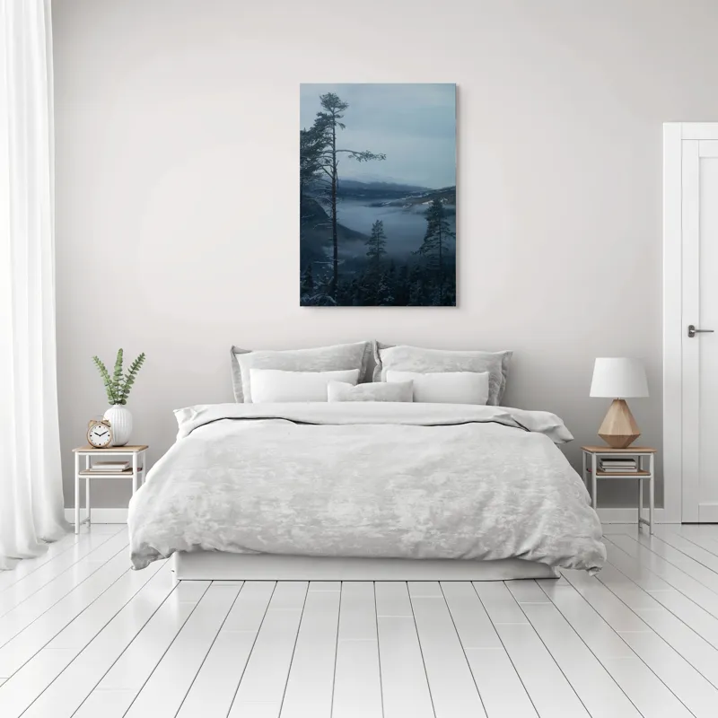 Tablou Canvas pe tema naturii cu munți și ceață, 70 x 100 cm – poza 3