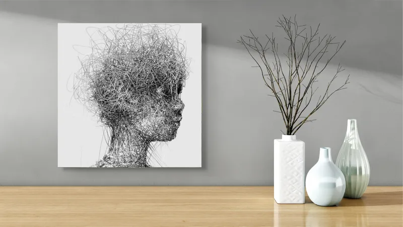 Tablou Canvas, "Încâlceala gândurilor tăcute ale metalului", 50 x 50 cm – poza 3