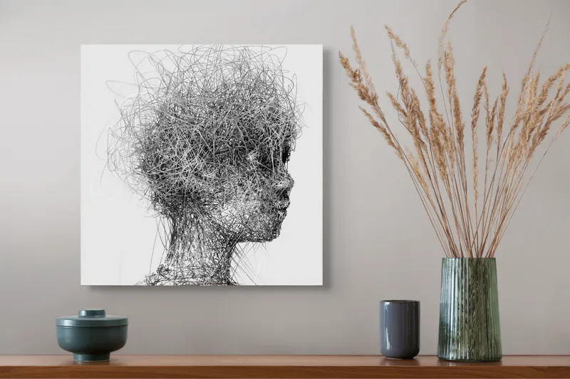 Tablou Canvas, "Încâlceala gândurilor tăcute ale metalului", 50 x 50 cm – poza 4