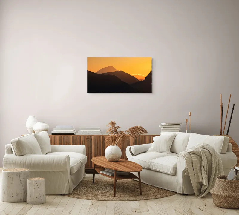 Tablou Canvas Peisaj Montan Crepuscular Lumină Înserării, 90 x 50 cm – poza 4