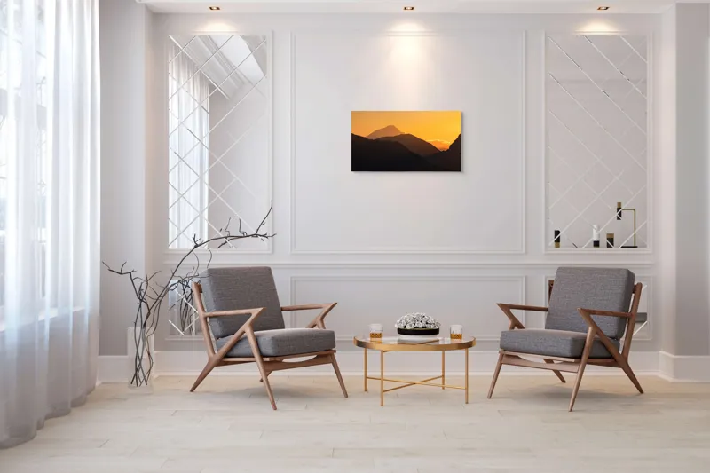 Tablou Canvas Peisaj Montan Crepuscular Lumină Înserării, 90 x 50 cm – poza 7