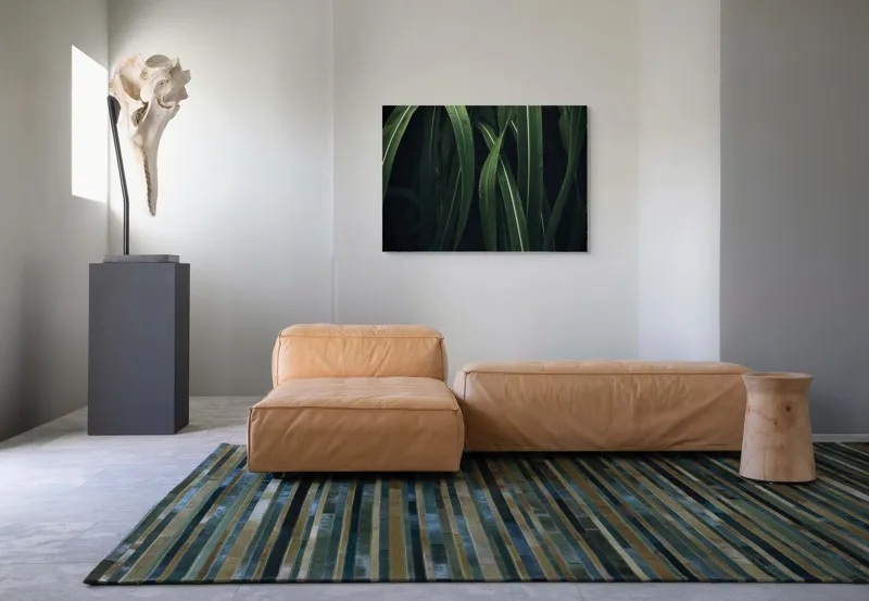 Tablou Canvas, "Verde proaspăt în dansul naturii", Frunze, Verde, Umezeală, Întunecat, Natură, Textură, Vegetație, 100 x 70 cm – poza 7