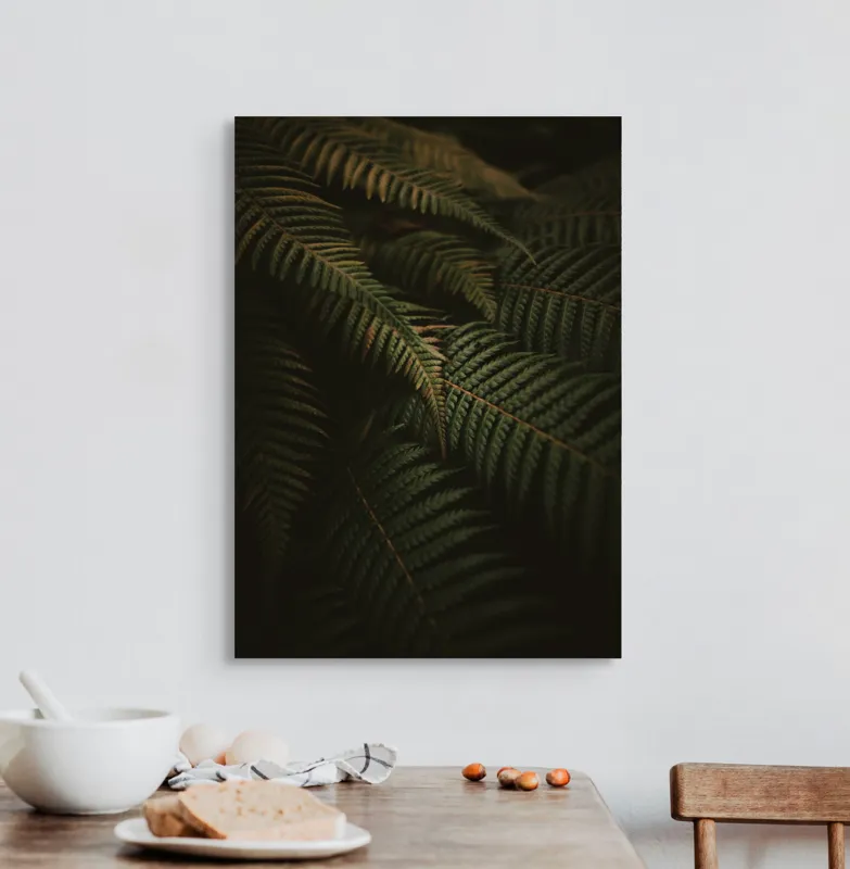 Tablou Canvas, "Frumusețea ascunsă a frunzelor verzi", Frunze, Verde, Textură, Umbre, Natură, 50 x 70 cm – poza 3