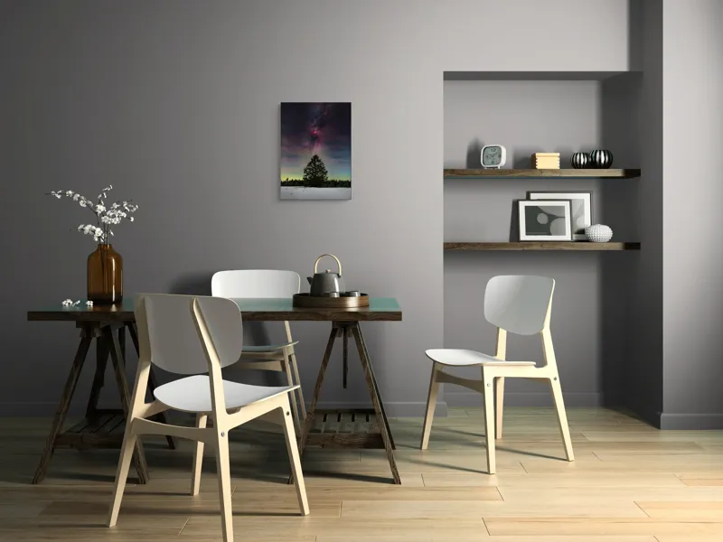 Tablou Canvas, "Copacul visător sub Calea Lactee", Stele, Cer, Pin, Zăpadă, Noapte, Natură, Frumusețe, Lumină, 39 x 54 cm – poza 7