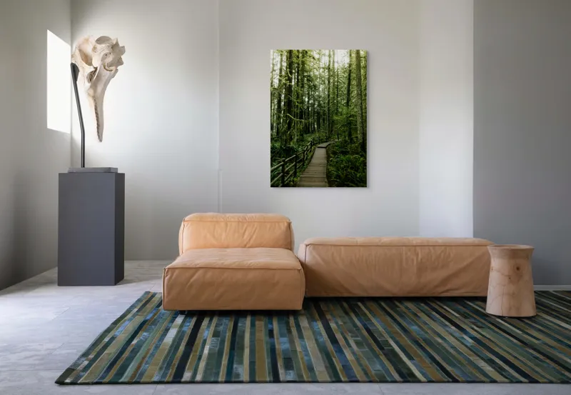 Tablou Canvas, "Cărarea liniștită prin pădurea deasă", Pădure, Cărare, Copaci, Vegetație, Lumină, Înverzire, Descoperire, Liniște, Natură, 70 x 100 cm – poza 7