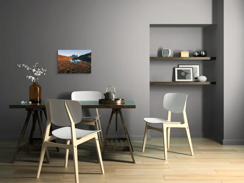 Tablou Canvas, "Reflexia liniștită a muntelui albastru", Serenitate, Reflecție, Munți, Apus, Liniște, Natură, Frumusețe, Contrast, Oglindire, Tranquilitate, 54 x 39 cm – poza 6