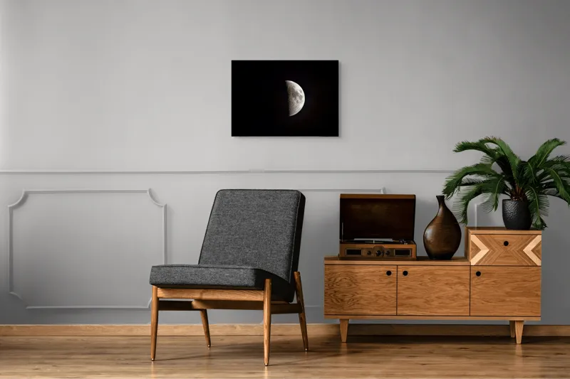 Tablou Canvas, "Misterul jumătății de lună albă", Lună, Ciosemată, Umbre, Claritate, Mister, Strălucire, Noapte, 70 x 50 cm – poza 4