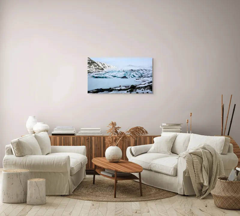 Tablou Canvas, "Călătorie printre ghețarii albi și albaștri", Gheață, Munți, Tăcere, Îngheț, Peisaj, Albastru, Calm, Rece, Izolare, Natură, 90 x 50 cm – poza 4