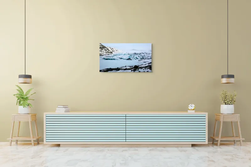 Tablou Canvas, "Călătorie printre ghețarii albi și albaștri", Gheață, Munți, Tăcere, Îngheț, Peisaj, Albastru, Calm, Rece, Izolare, Natură, 90 x 50 cm – poza 5
