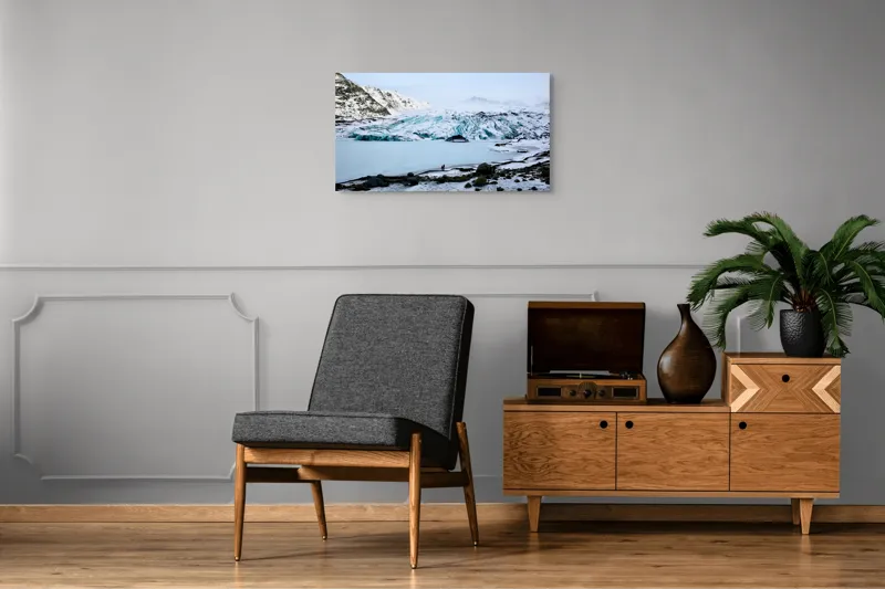 Tablou Canvas, "Călătorie printre ghețarii albi și albaștri", Gheață, Munți, Tăcere, Îngheț, Peisaj, Albastru, Calm, Rece, Izolare, Natură, 90 x 50 cm – poza 6