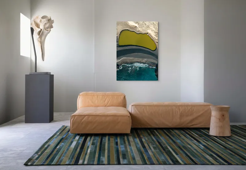 Tablou Canvas, "Laguna de smarald la țărmul mării", Nisip, Plajă, Ocean, Apă, Valuri, Liniște, Contrast, Mal, Textură, Natură, Formă, Culoare, Peisaj, Suprafață, Armonie, 70 x 100 cm – poza 7