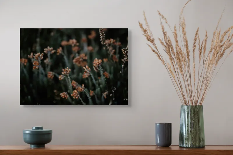 Tablou Canvas, "Flori sălbatice dansând în întuneric", Flori, Uscate, Toamnă, Natură, Tablou, Melancolie, Vegetație, Delicat, Întuneric, Textură, 54 x 39 cm – poza 4