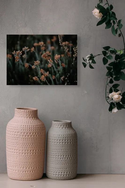 Tablou Canvas, "Flori sălbatice dansând în întuneric", Flori, Uscate, Toamnă, Natură, Tablou, Melancolie, Vegetație, Delicat, Întuneric, Textură, 54 x 39 cm – poza 8
