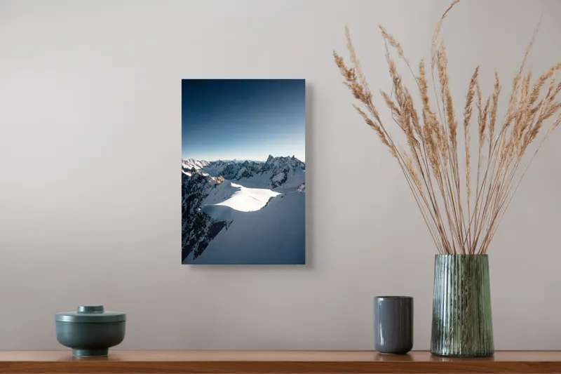 Tablou Canvas, "Drumul spre culmile albe alepinilor", Zăpadă, Munți, Cer, Răsărit, Creste, Peisaj, Liniște, Aventură, Natură, Frig, 26 x 39 cm – poza 5