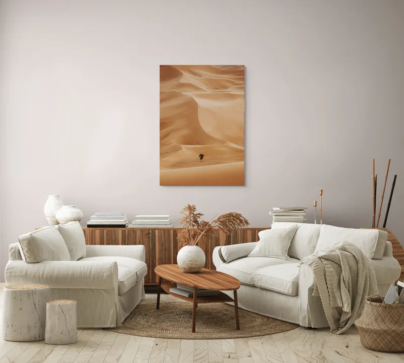 Tablou Canvas, "Singuraticul arbore din deșert infinit", Singurătate, Deșert, Valuri, Nisip, Solitudine, Arbore, Solitar, Pustietate, Caldura, Izolare, 70 x 100 cm – poza 4