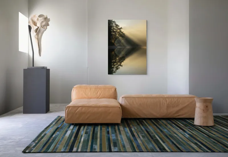 Tablou Canvas, "Lumină de dimineață pe lac liniștit", Copaci, Lumină, Reflecții, Liniște, Apă, Natură, Mister, Apus, 70 x 100 cm – poza 7