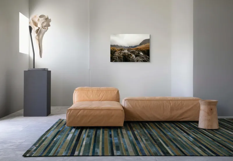 Tablou Canvas, "Văi și Cascade Sub Cer Înourat", Norii, Munți, Apă, Roci, Melancolie, 70 x 50 cm – poza 8