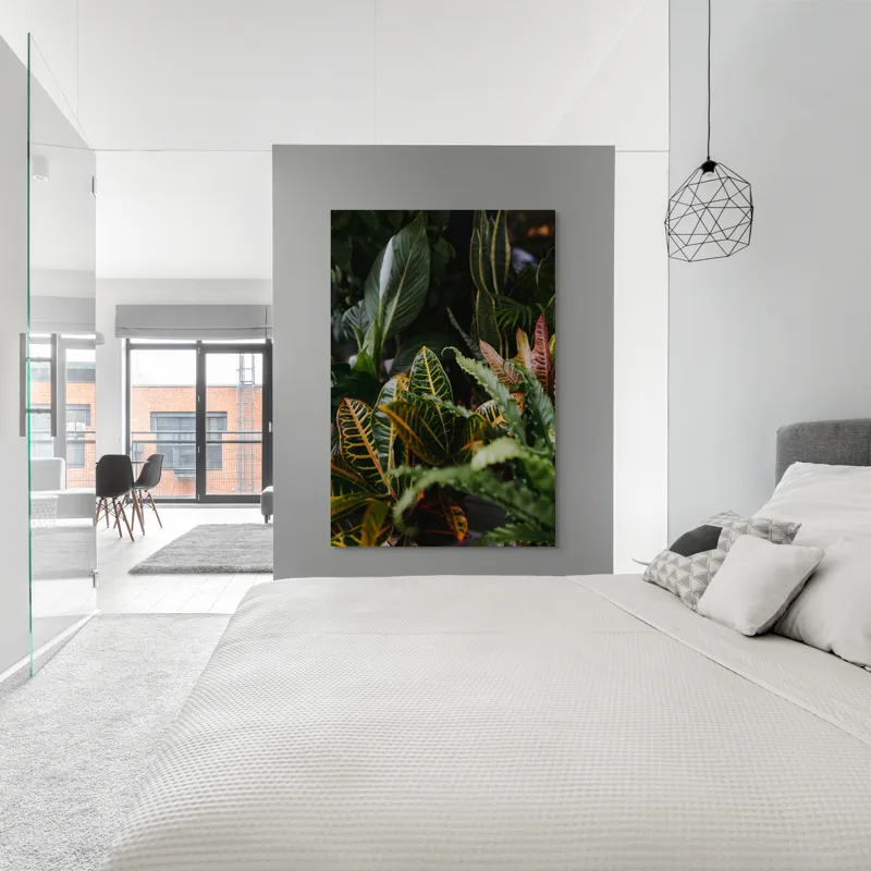 Tablou Canvas, "Diversitate de plante tropicale luxuriante", Frunze, Verde, Colorat, Natură, Dungi, Tropical, Vegetație, Luxuriant, Întunecat, Vibrant, 100 x 150 cm – poza 5