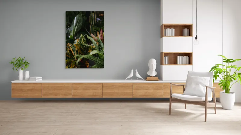 Tablou Canvas, "Diversitate de plante tropicale luxuriante", Frunze, Verde, Colorat, Natură, Dungi, Tropical, Vegetație, Luxuriant, Întunecat, Vibrant, 100 x 150 cm – poza 8
