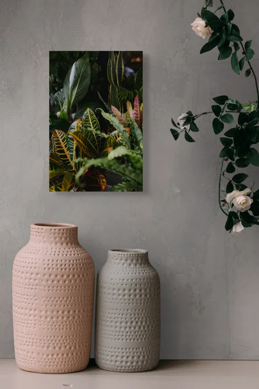 Tablou Canvas, "Diversitate de plante tropicale luxuriante", Frunze, Verde, Colorat, Natură, Dungi, Tropical, Vegetație, Luxuriant, Întunecat, Vibrant, 26 x 39 cm – poza 6