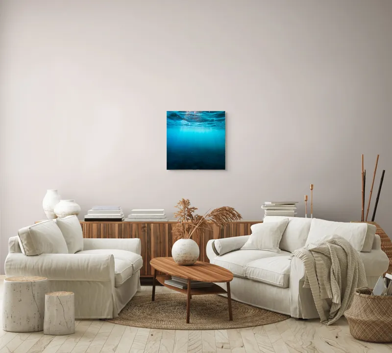 Tablou Canvas, "Adâncimi acvatice pline de mister", Ocean, Lumină, Adâncime, Albastru, Reflexii, Mister, Calm, Apă, Imersiune, Liniște, 50 x 50 cm – poza 7