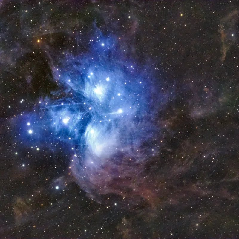 Tablou Canvas, "Luminile albastrul universului infinit", Stele, Nebuloasă, Albastru, Spațiu, Mister, Cosmos, Strălucire, Univers, Lumină, Frumusețe, 100 x 100 cm – poza 2