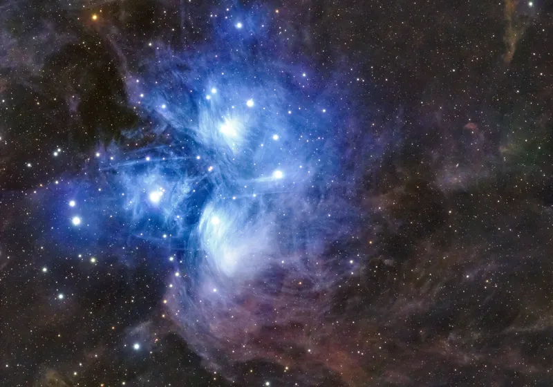 Tablou Canvas, "Luminile albastrul universului infinit", Stele, Nebuloasă, Albastru, Spațiu, Mister, Cosmos, Strălucire, Univers, Lumină, Frumusețe, 100 x 70 cm – poza 2