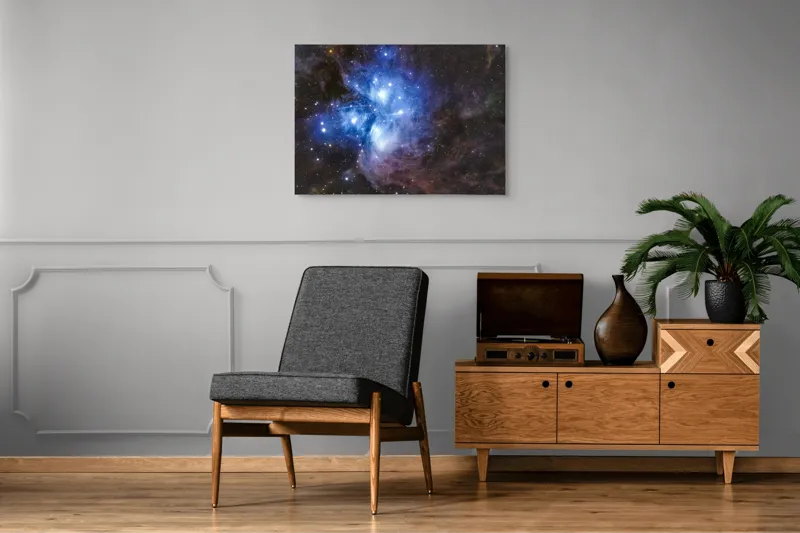 Tablou Canvas, "Luminile albastrul universului infinit", Stele, Nebuloasă, Albastru, Spațiu, Mister, Cosmos, Strălucire, Univers, Lumină, Frumusețe, 100 x 70 cm – poza 8
