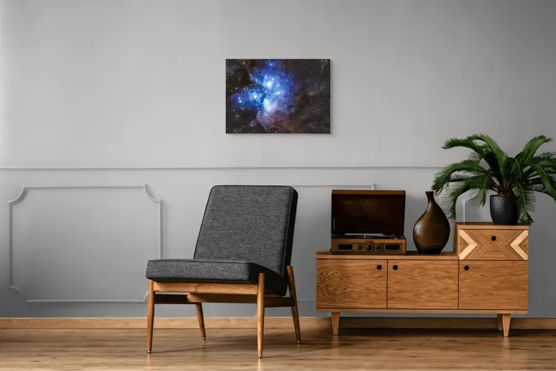 Tablou Canvas, "Luminile albastrul universului infinit", Stele, Nebuloasă, Albastru, Spațiu, Mister, Cosmos, Strălucire, Univers, Lumină, Frumusețe, 70 x 50 cm – poza 4