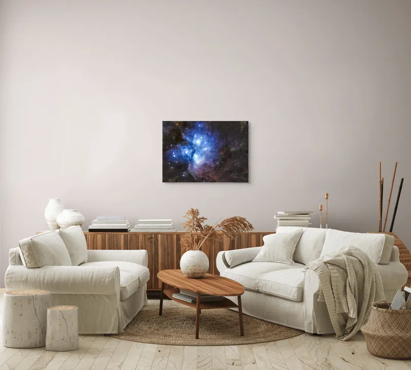 Tablou Canvas, "Luminile albastrul universului infinit", Stele, Nebuloasă, Albastru, Spațiu, Mister, Cosmos, Strălucire, Univers, Lumină, Frumusețe, 70 x 50 cm – poza 6