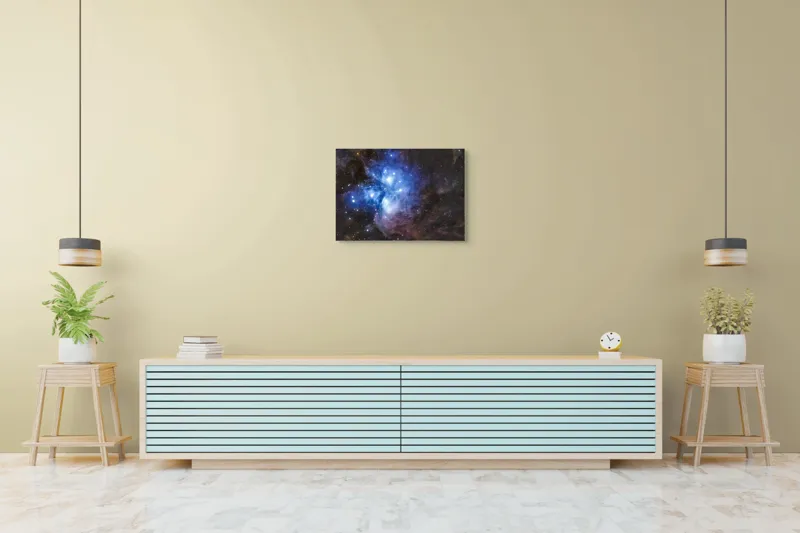 Tablou Canvas, "Luminile albastrul universului infinit", Stele, Nebuloasă, Albastru, Spațiu, Mister, Cosmos, Strălucire, Univers, Lumină, Frumusețe, 70 x 50 cm – poza 7