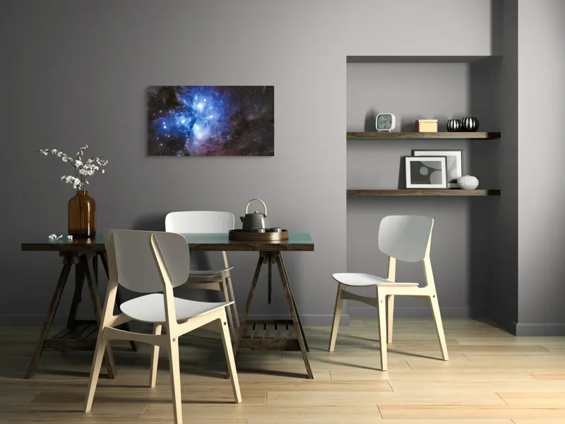 Tablou Canvas, "Luminile albastrul universului infinit", Stele, Nebuloasă, Albastru, Spațiu, Mister, Cosmos, Strălucire, Univers, Lumină, Frumusețe, 90 x 50 cm – poza 3