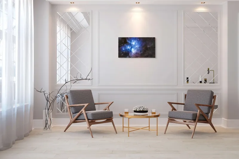 Tablou Canvas, "Luminile albastrul universului infinit", Stele, Nebuloasă, Albastru, Spațiu, Mister, Cosmos, Strălucire, Univers, Lumină, Frumusețe, 90 x 50 cm – poza 7