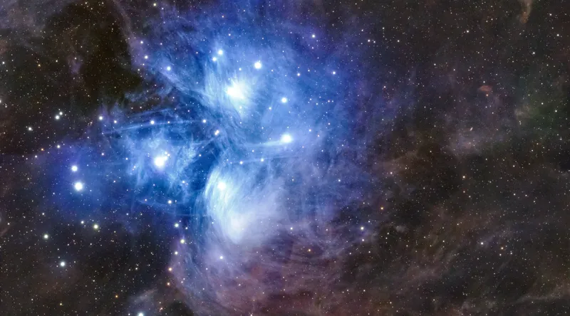 Tablou Canvas, "Luminile albastrul universului infinit", Stele, Nebuloasă, Albastru, Spațiu, Mister, Cosmos, Strălucire, Univers, Lumină, Frumusețe, 90 x 50 cm – poza 2