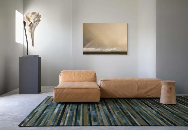 Tablou Canvas, "Curcubeu pe cer înnorat peste mare", Curcubeu, Cer, Mare, Peisaj, Nori, Lumină, Horizont, Strălucire, 100 x 70 cm – poza 7