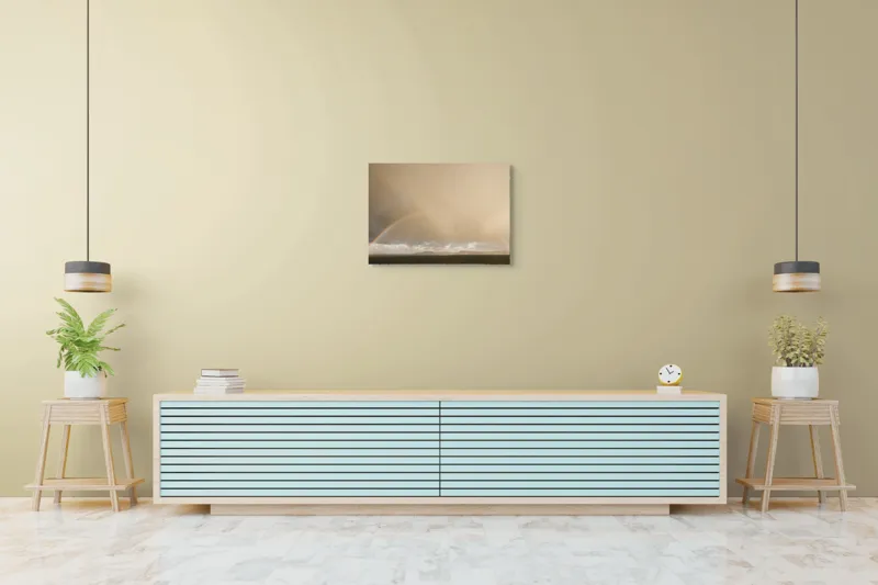 Tablou Canvas, "Curcubeu pe cer înnorat peste mare", Curcubeu, Cer, Mare, Peisaj, Nori, Lumină, Horizont, Strălucire, 70 x 50 cm – poza 7